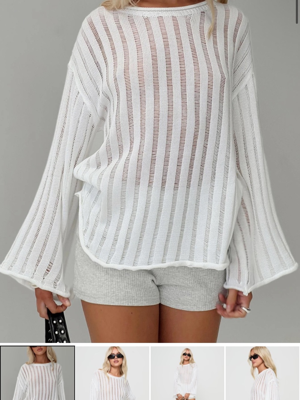 Princess Polly Ambra Sweater Sheer Knit Long Sleeve Top in Black